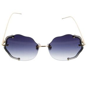 For Art’s Sake Bazaar Sunglasses – Gold Wavy Rimless Oversized Gradient Lenses